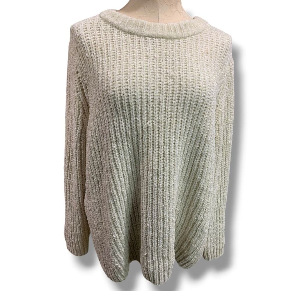 Size XL Talbots Womens Chenille Ivory Sweater Soft Chunky Knit - Picture 2 of 8